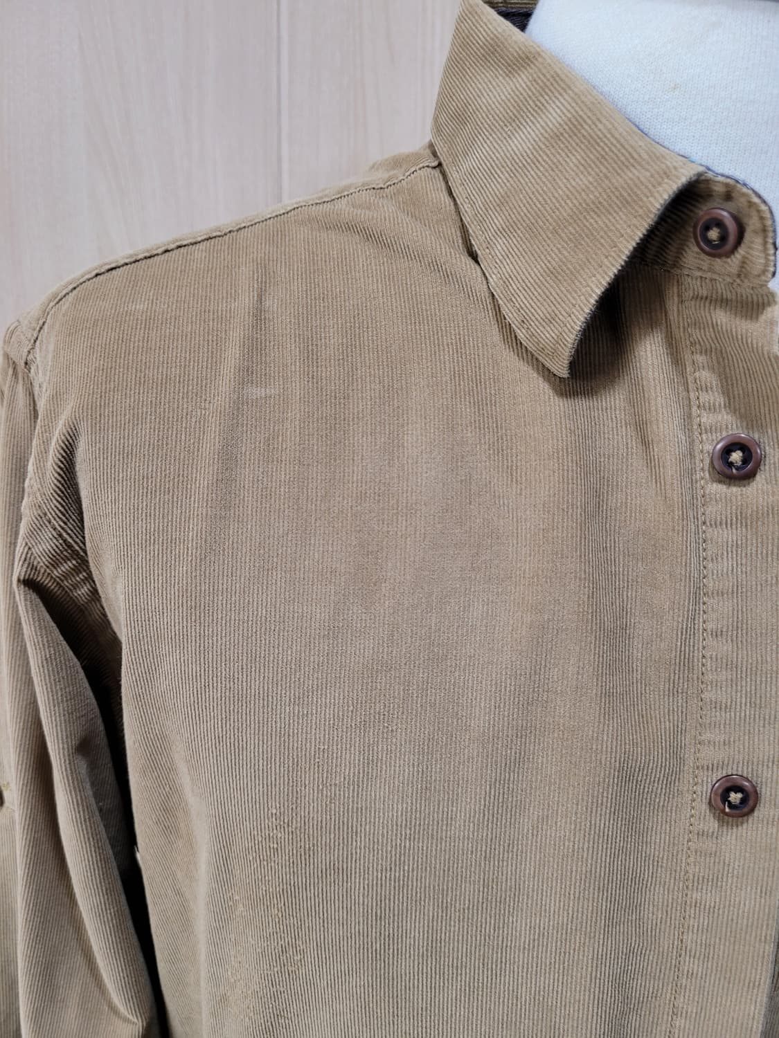 자라맨 ZARAMAN 코듀로이 롤업셔츠 105 베이지 상품이미지3