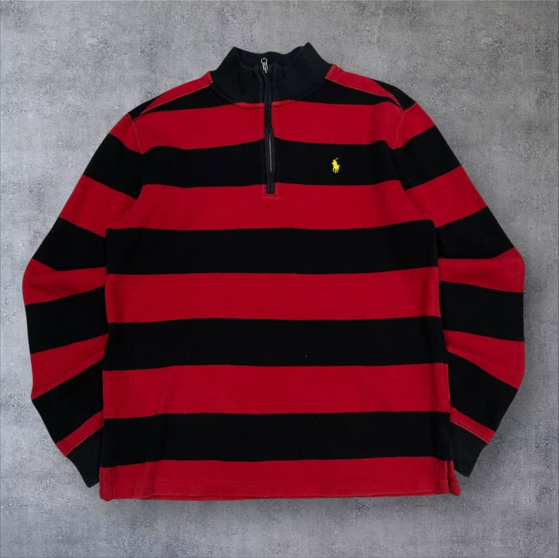 폴로 랄프 로렌 믹스 컬러 단가라 스몰 포니 반집업 니트 상품이미지1