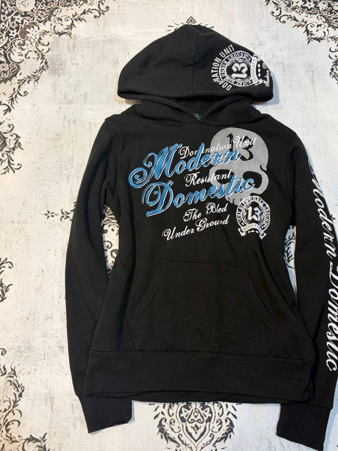 00's skull lettering Glitter hoodie 상품이미지8