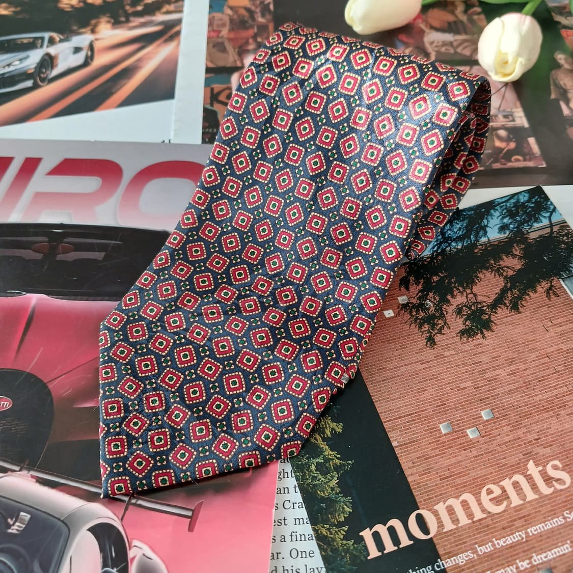 로가디스 실크 네이비 기하 패턴 넥타이 9.2cm 새상품 A19463
 상품이미지2