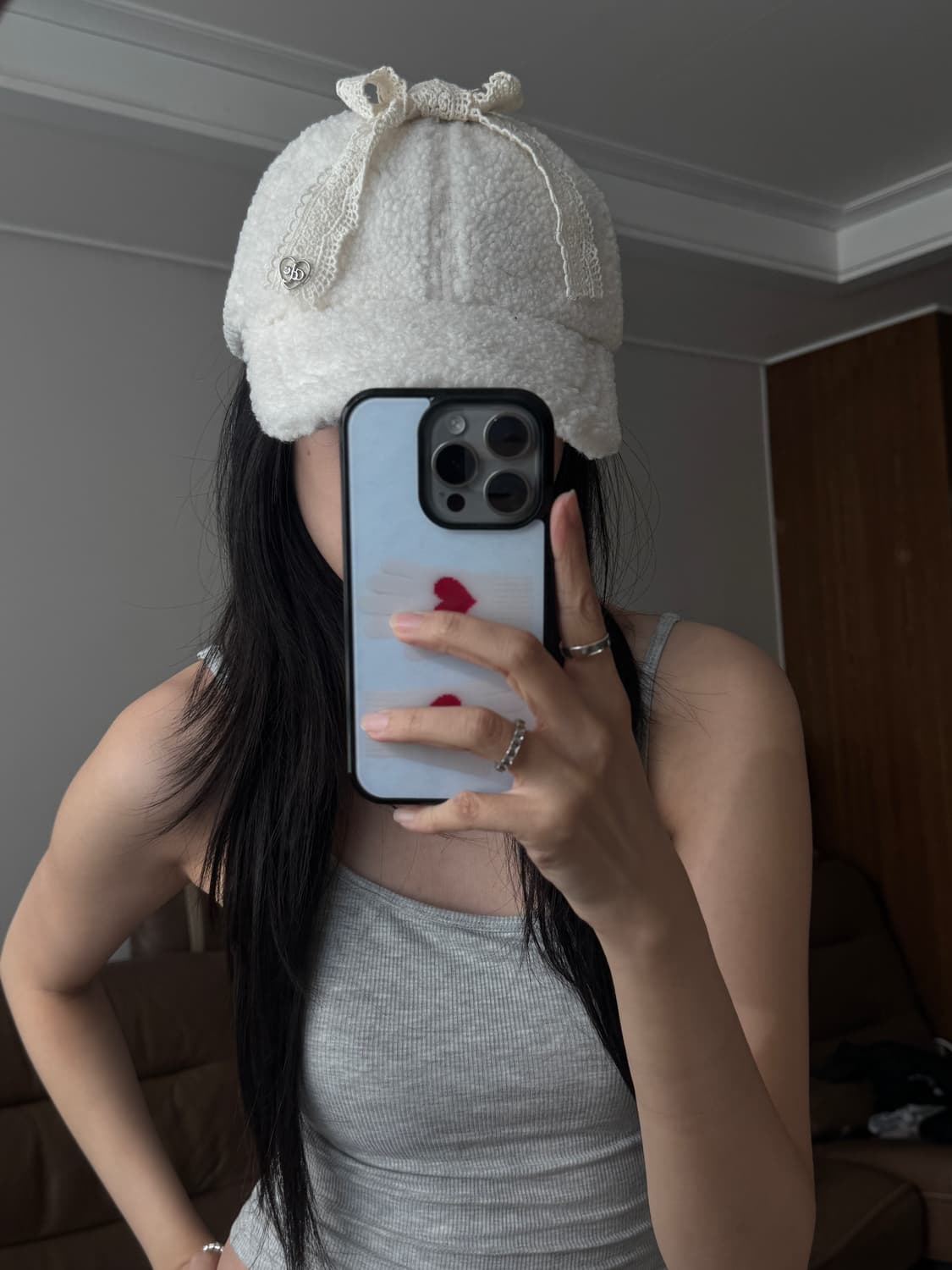 뽀글이 리본 볼캡 상품이미지1