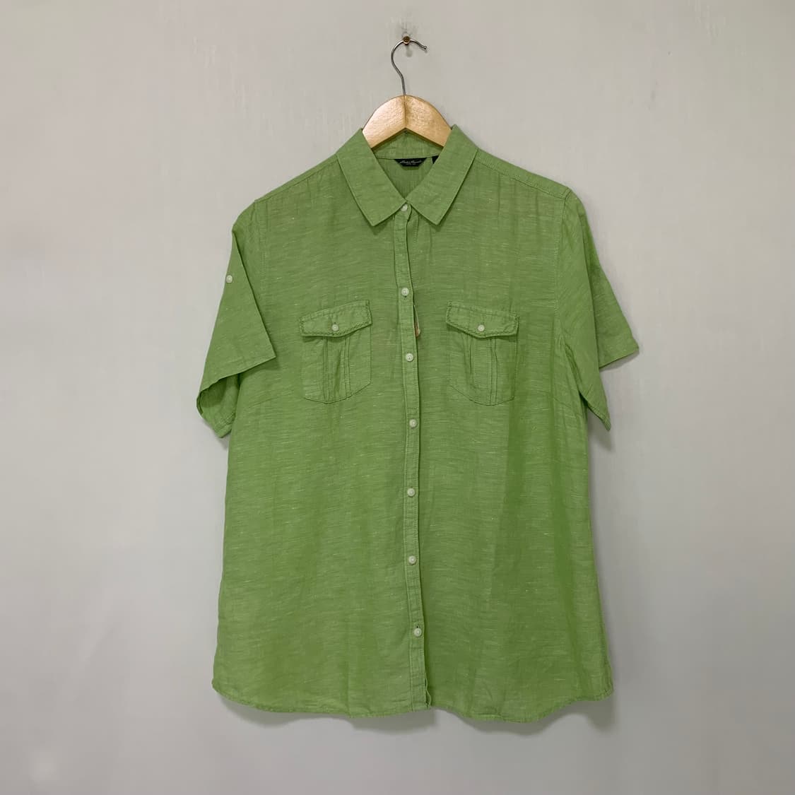 에디바우어 린넨 혼방 반팔 셔츠 그린 남녀공용 상품이미지4