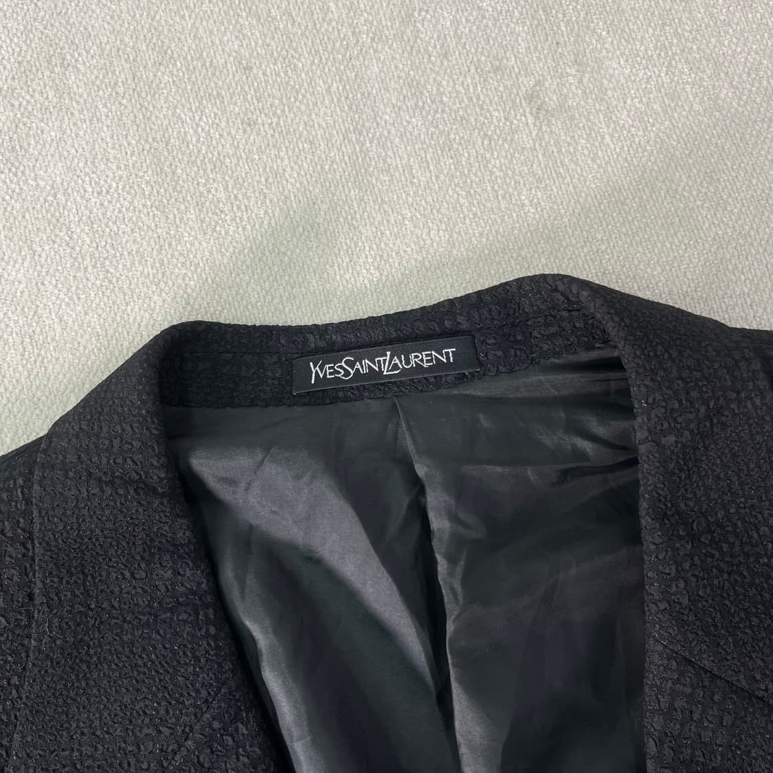 100 입생로랑 90s 시어서커 블랙 투버튼 블레이저 자켓 상품이미지2