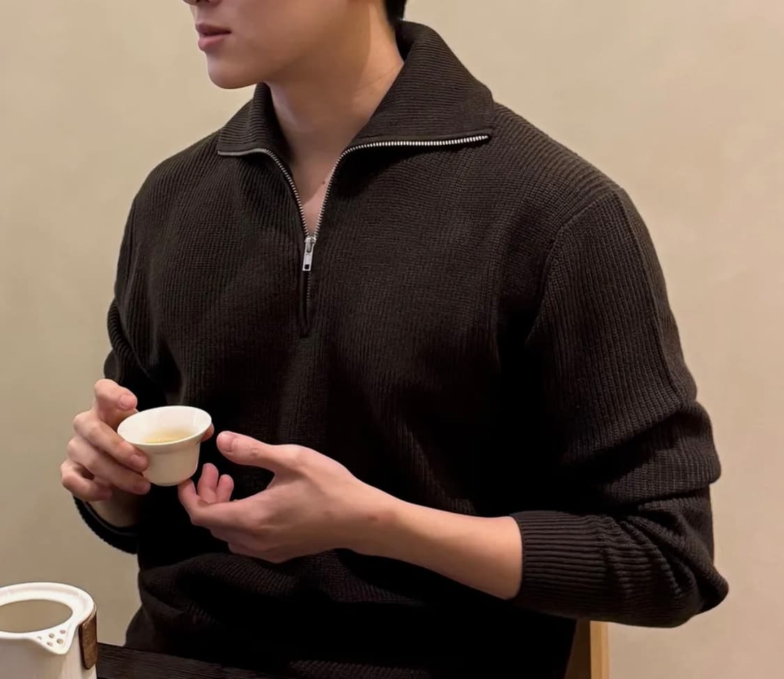 [100] 마인드브릿지 mindbridge 하프 집업니트 브라운 상품이미지6