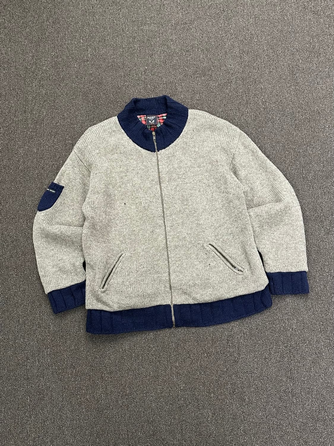 L)Badboy 빈티지 체크 니트 집업 상품이미지1