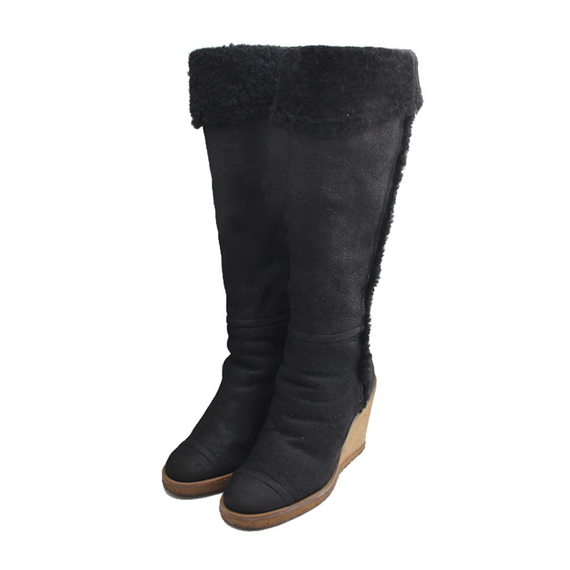 샤넬 무스탕 블랙 웨지 부츠 240 상품이미지1