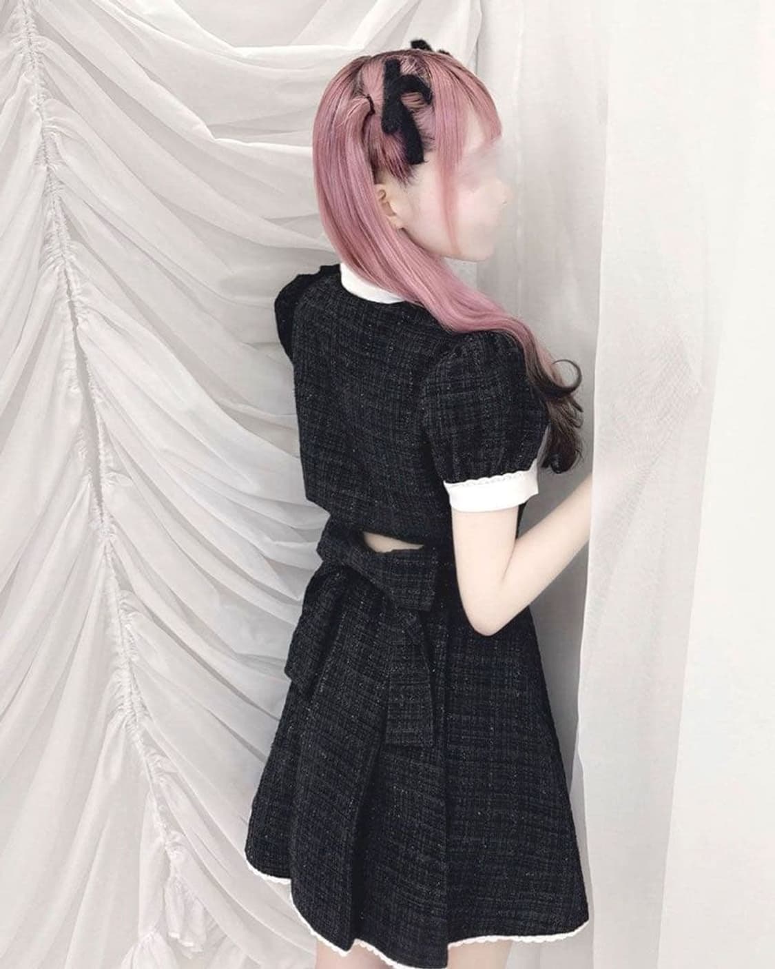 미셸마카롱 허니뮤 트위드 원피스 백리본 스나계 양산형 지뢰계 일브 상품이미지2