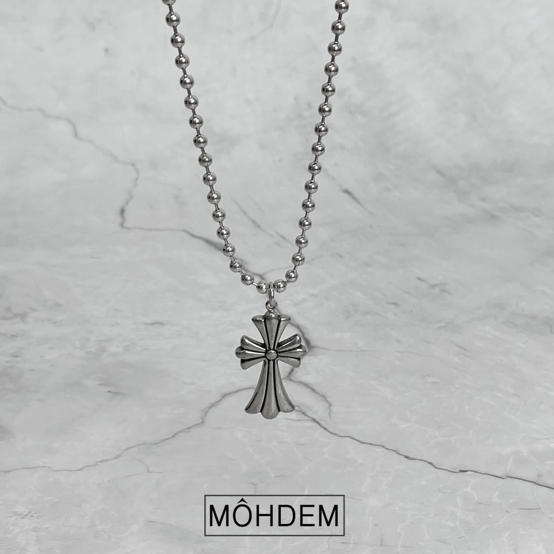 [Unisex] 크로스 크롬 체인 목걸이 상품이미지1