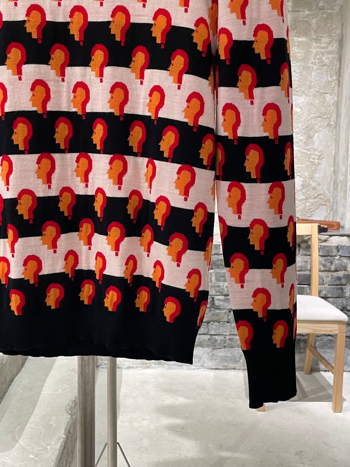 라프 시몬스 13F/W 런웨이 퀘스쳔 마크 스트라이프 터틀넥 니트 상품이미지5