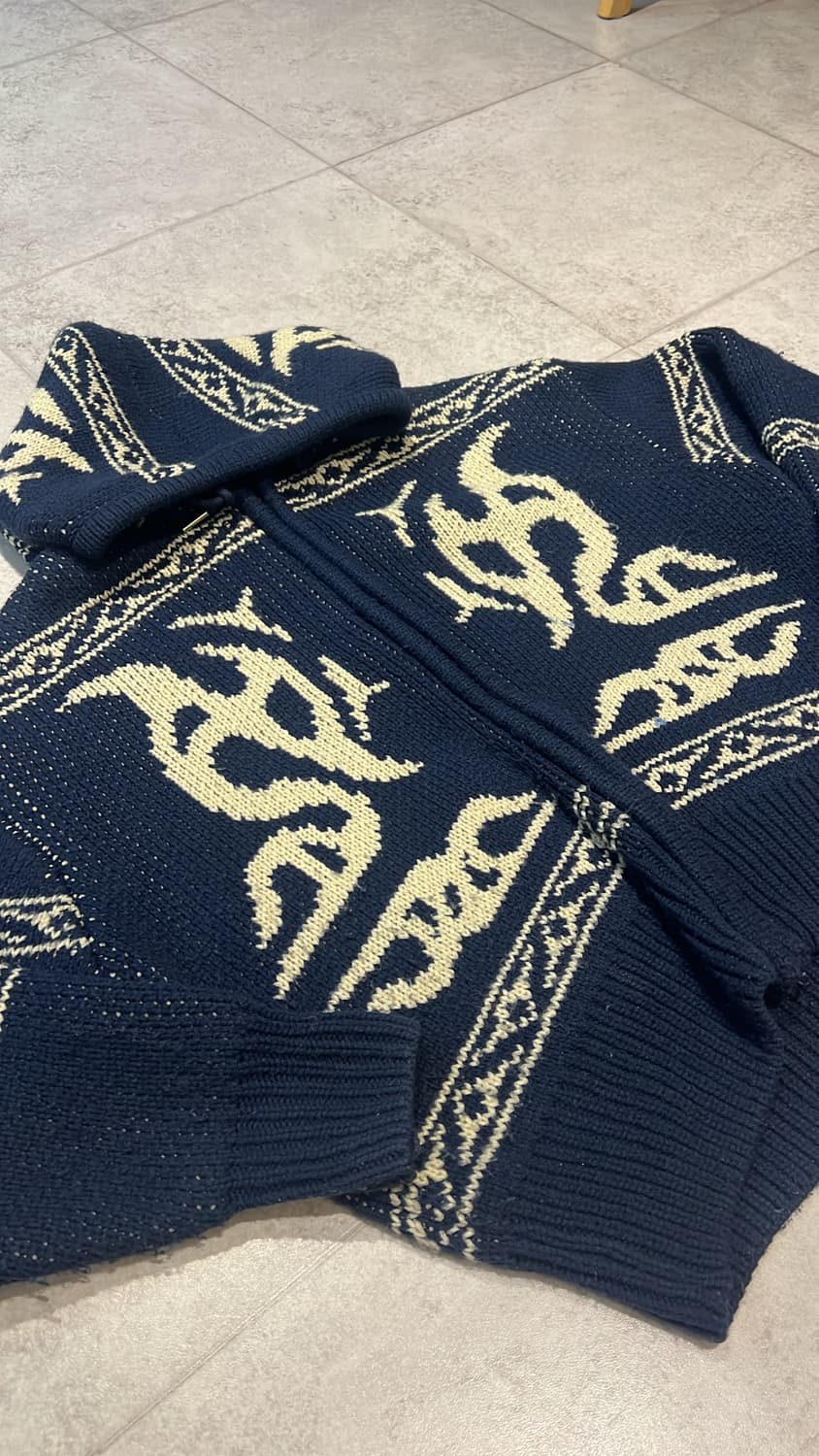 노메뉴얼 후드 니트 집업 네이비 상품이미지1