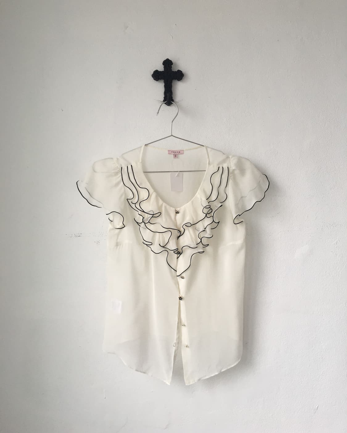 Ruffle point see through blouse 상품이미지2