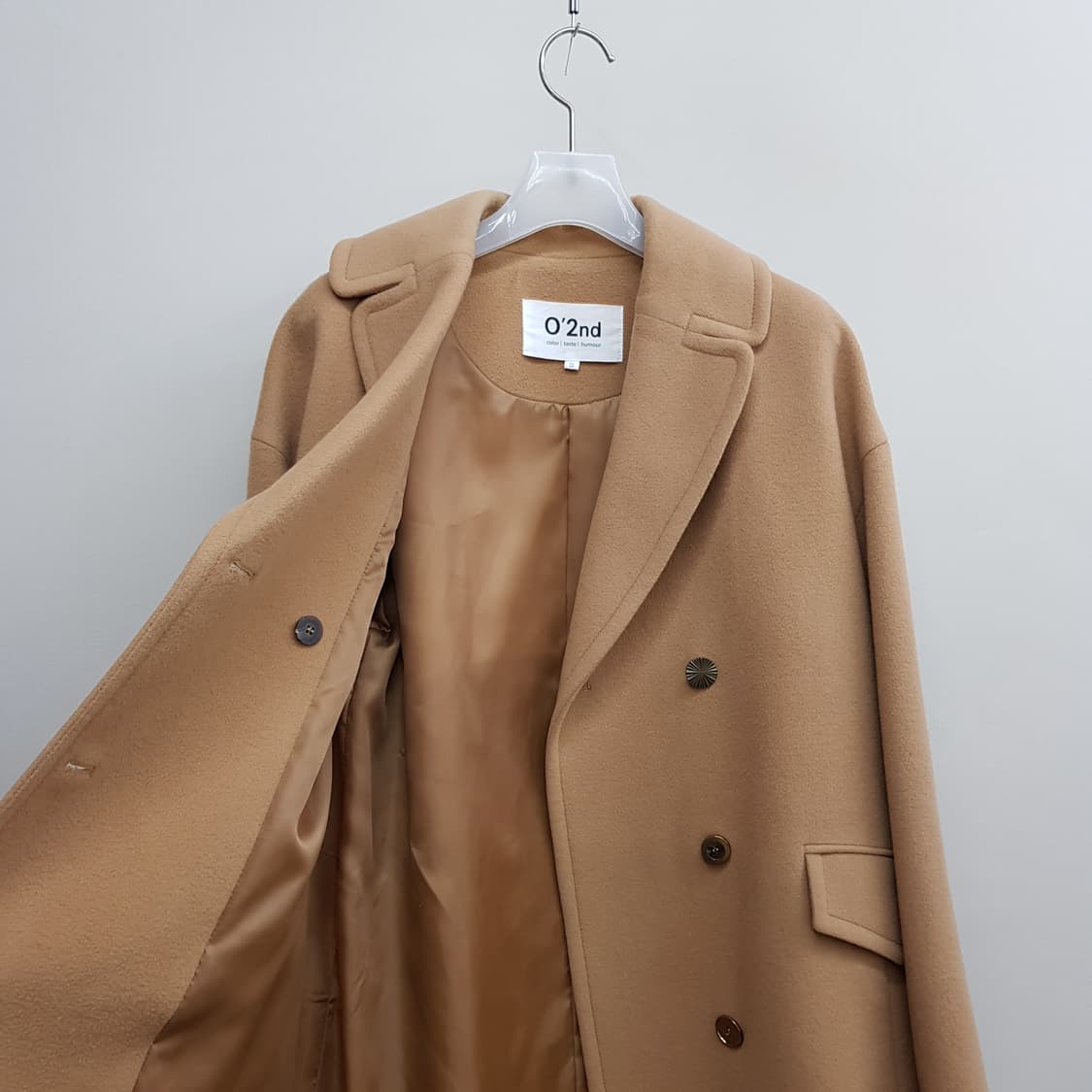 오즈세컨 캐시미어 블렌드 자수장식 오버핏 코트 82-94-155사이즈 상품이미지5