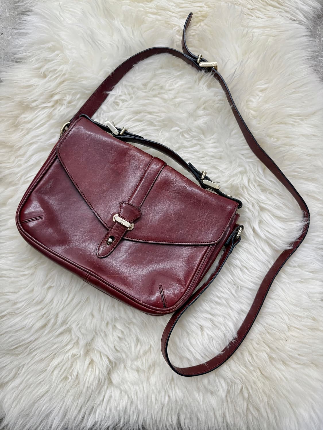 마시모두띠 버건디 리얼레더 사첼백  상품이미지1