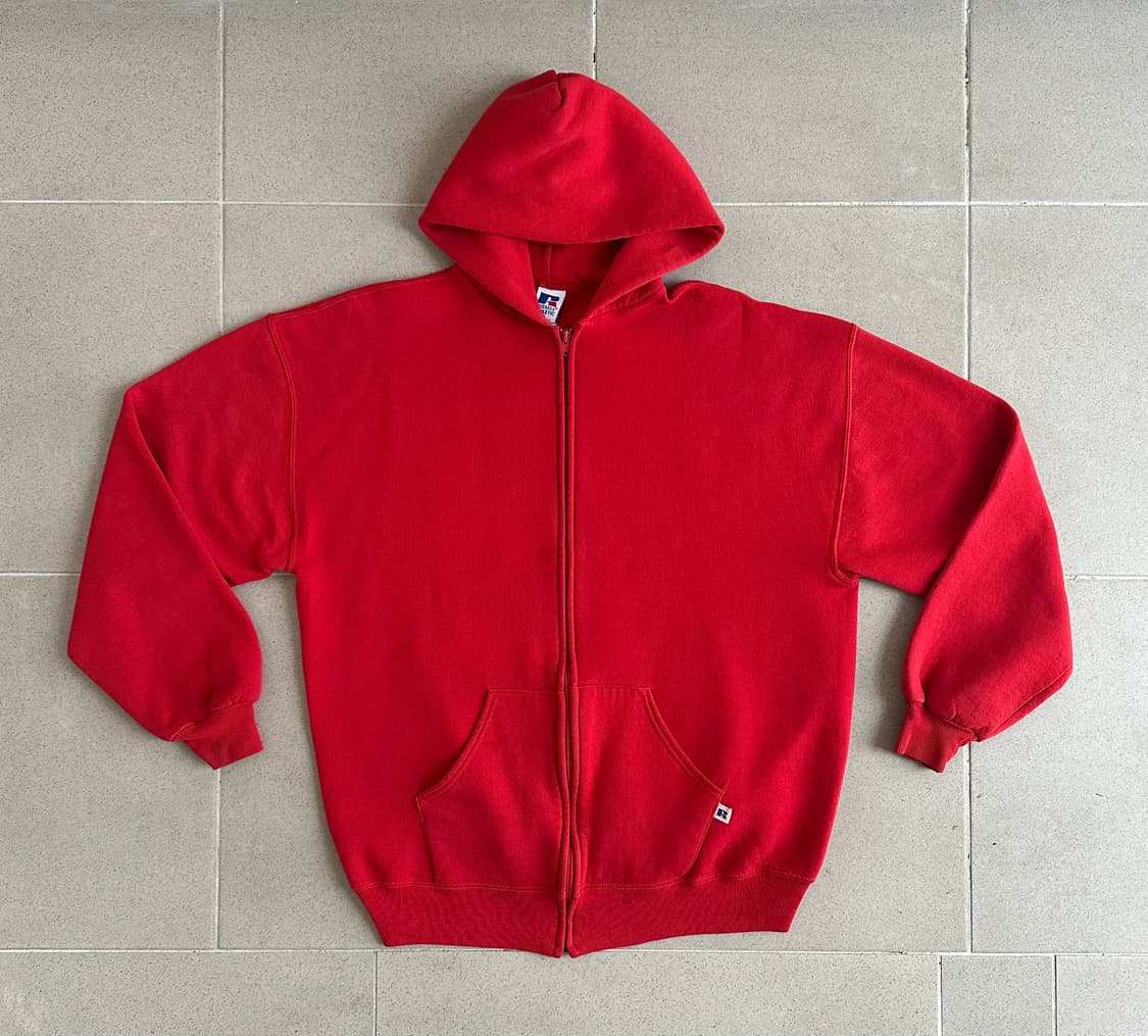 90s 빈티지 러셀 후드집업 레드 XL USA 상품이미지1