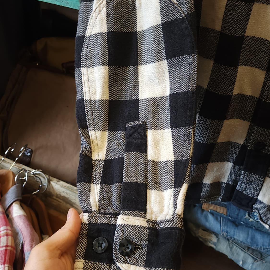 울리치 플란넬 워크셔츠 투포켓 셔츠 블랙앤화이트 xl 상품이미지10