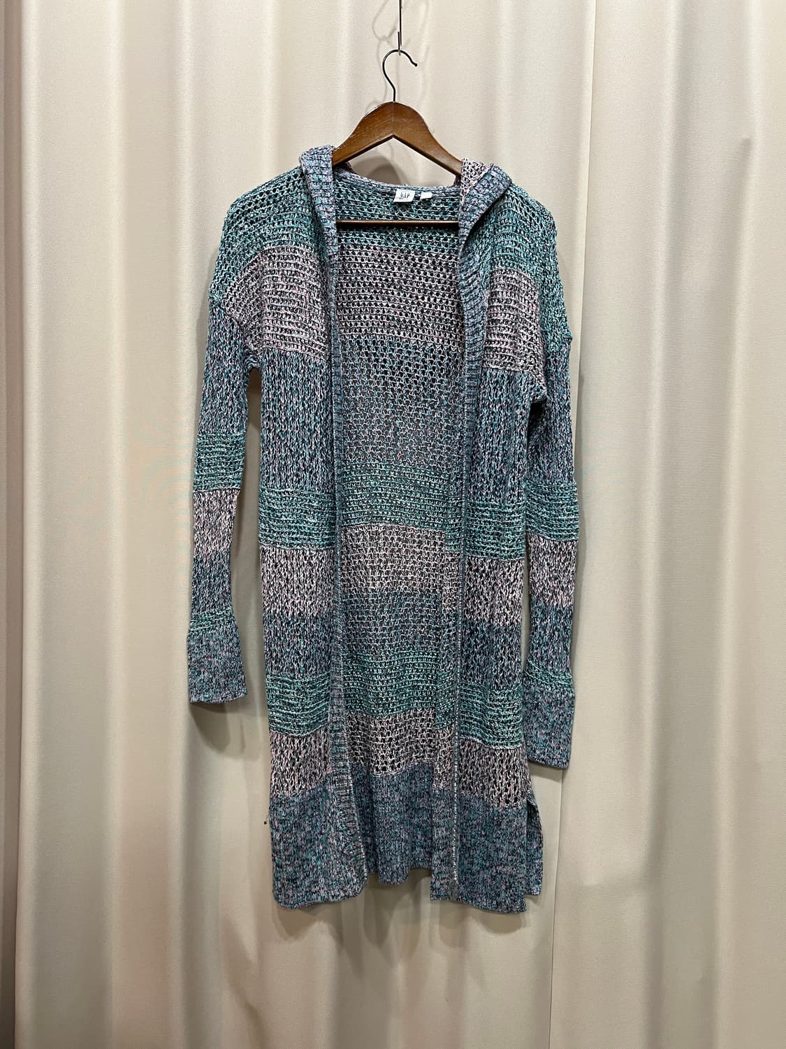 갭 여성 그물 니트 오픈 후드 롱 가디건  상품이미지3