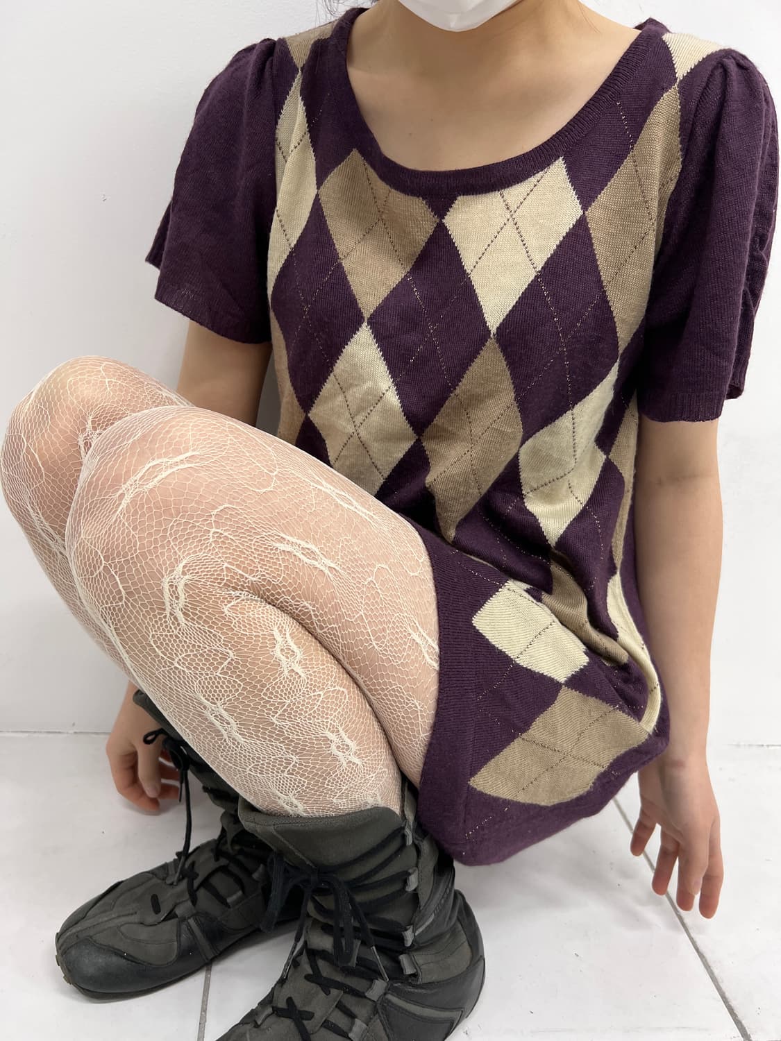 argyle pearl knit mini dress 상품이미지1
