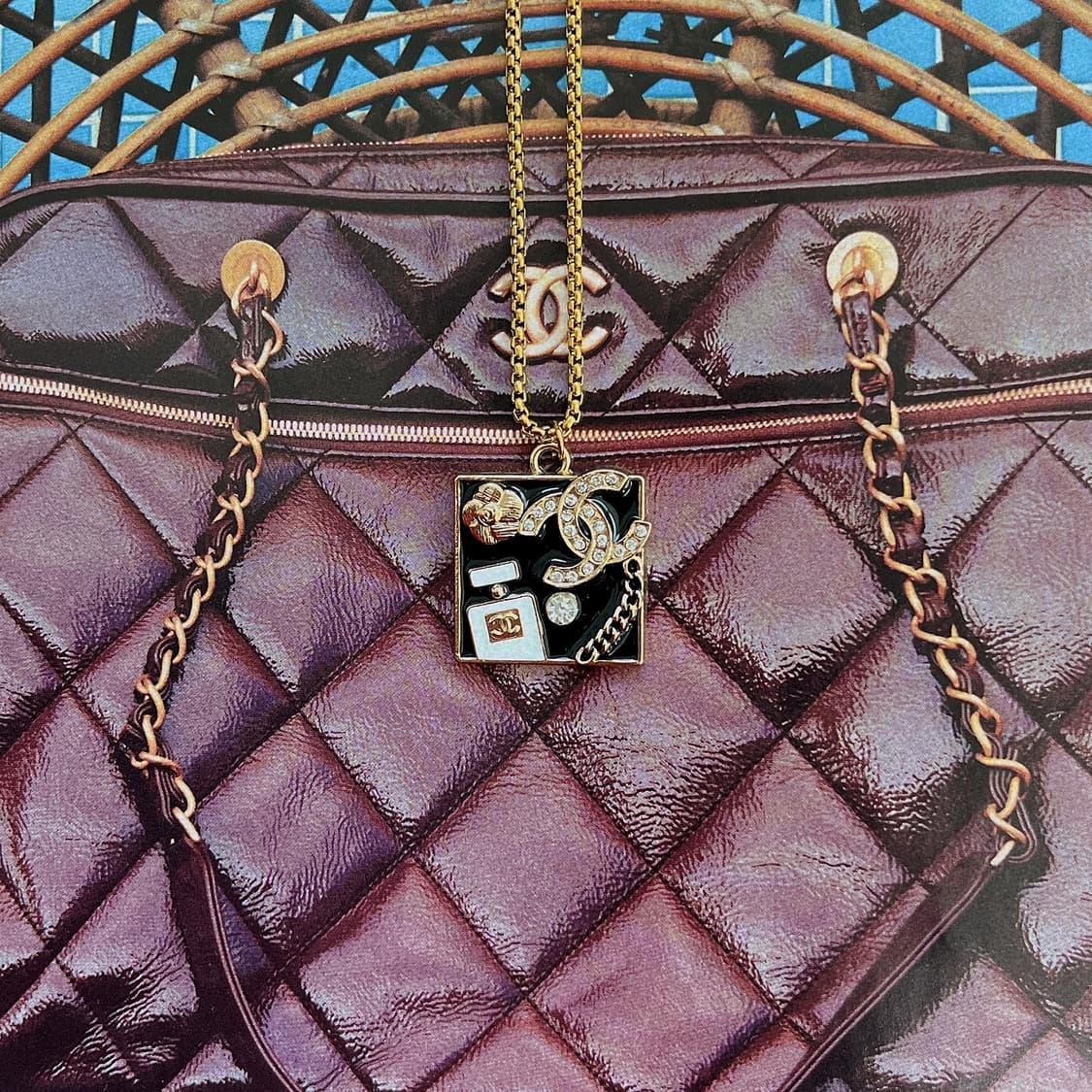 샤넬 스퀘어 시그니처 콜라주 골드 롱 목걸이 상품이미지1