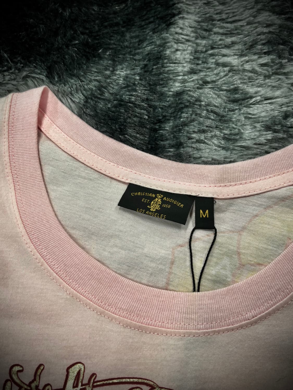 Christian Audigier 핑크 올드스쿨 프린팅 큐빅 반팔 티셔츠 상품이미지7