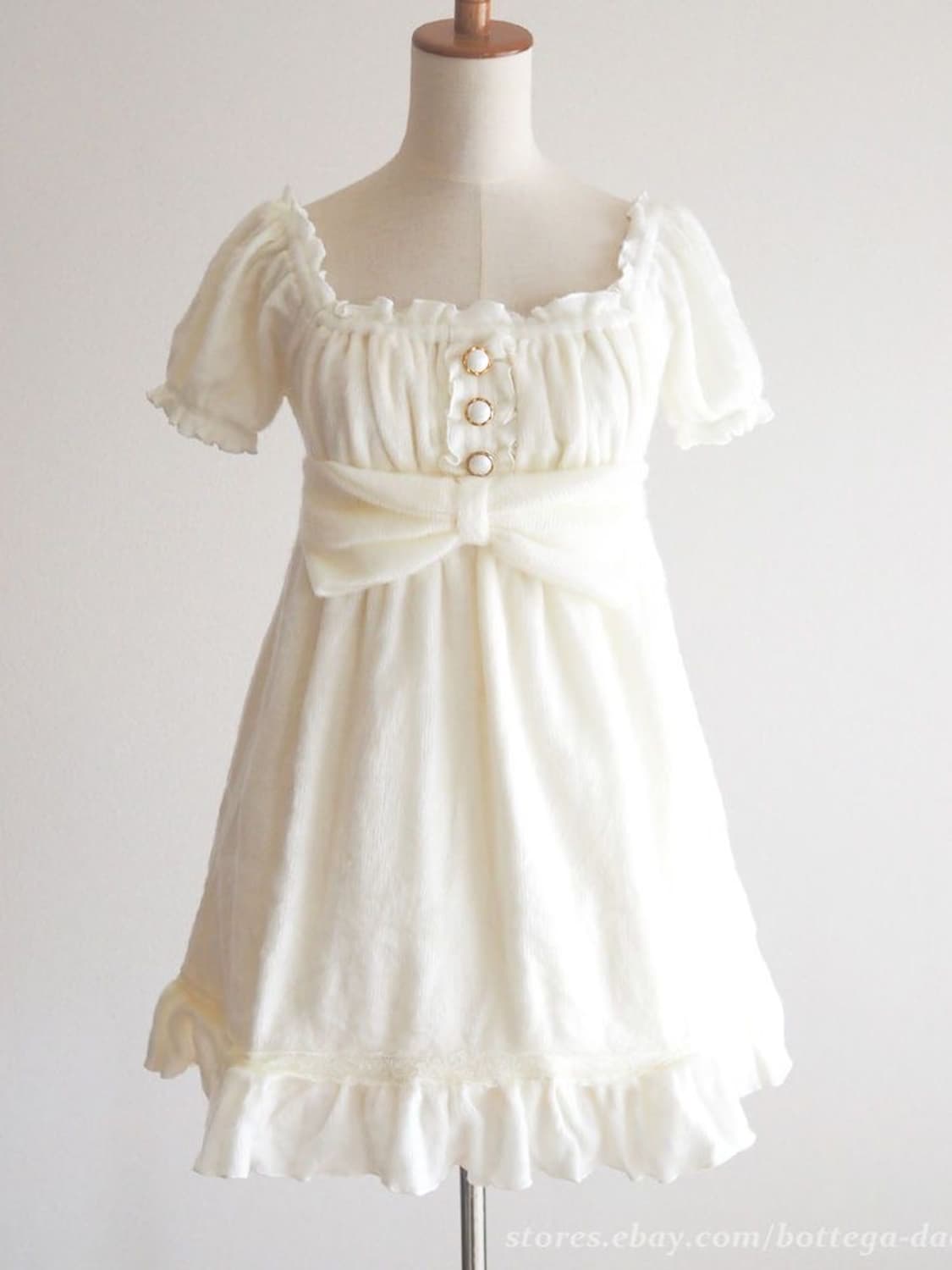 리즈리사 화이트 리본 니트 원피스 오프숄더 라떼 히메 갸루 러블리 빈티지 상품이미지2