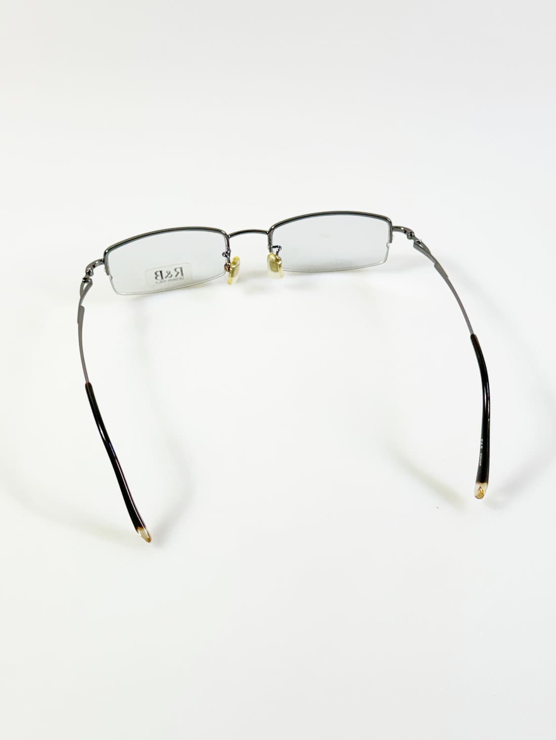 R&B EYEWEAR 반무테 스퀘어 건메탈 빈티지 안경 상품이미지5