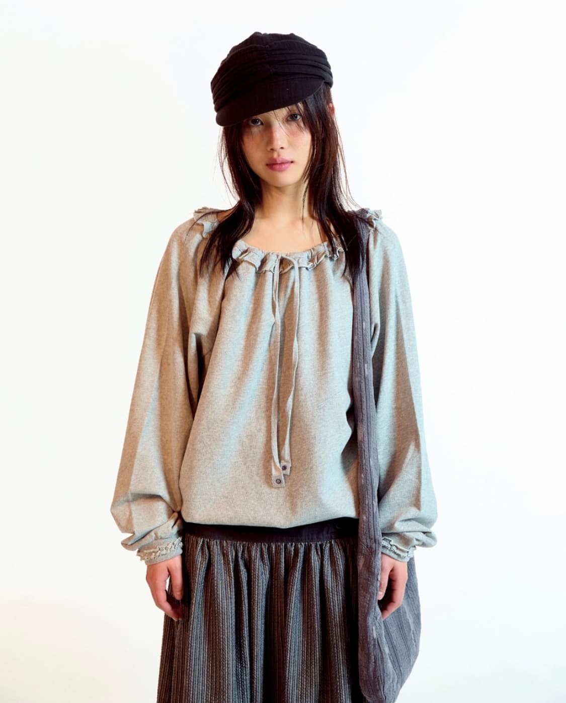 코이세이오 드로우 스트링 롱슬리브 멜란지 그레이(2) 상품이미지1