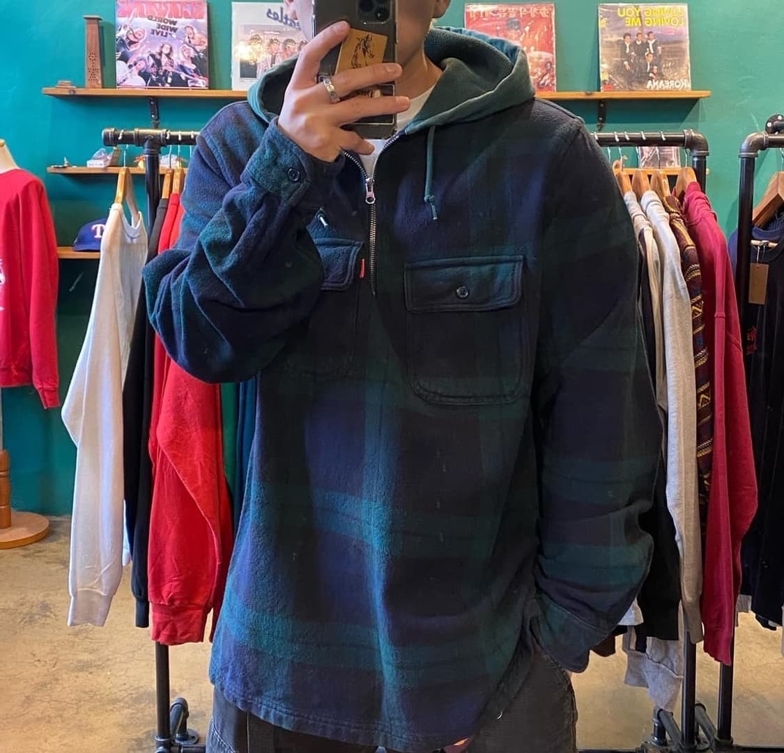 16FW Supreme green plaid half zip 상품이미지4