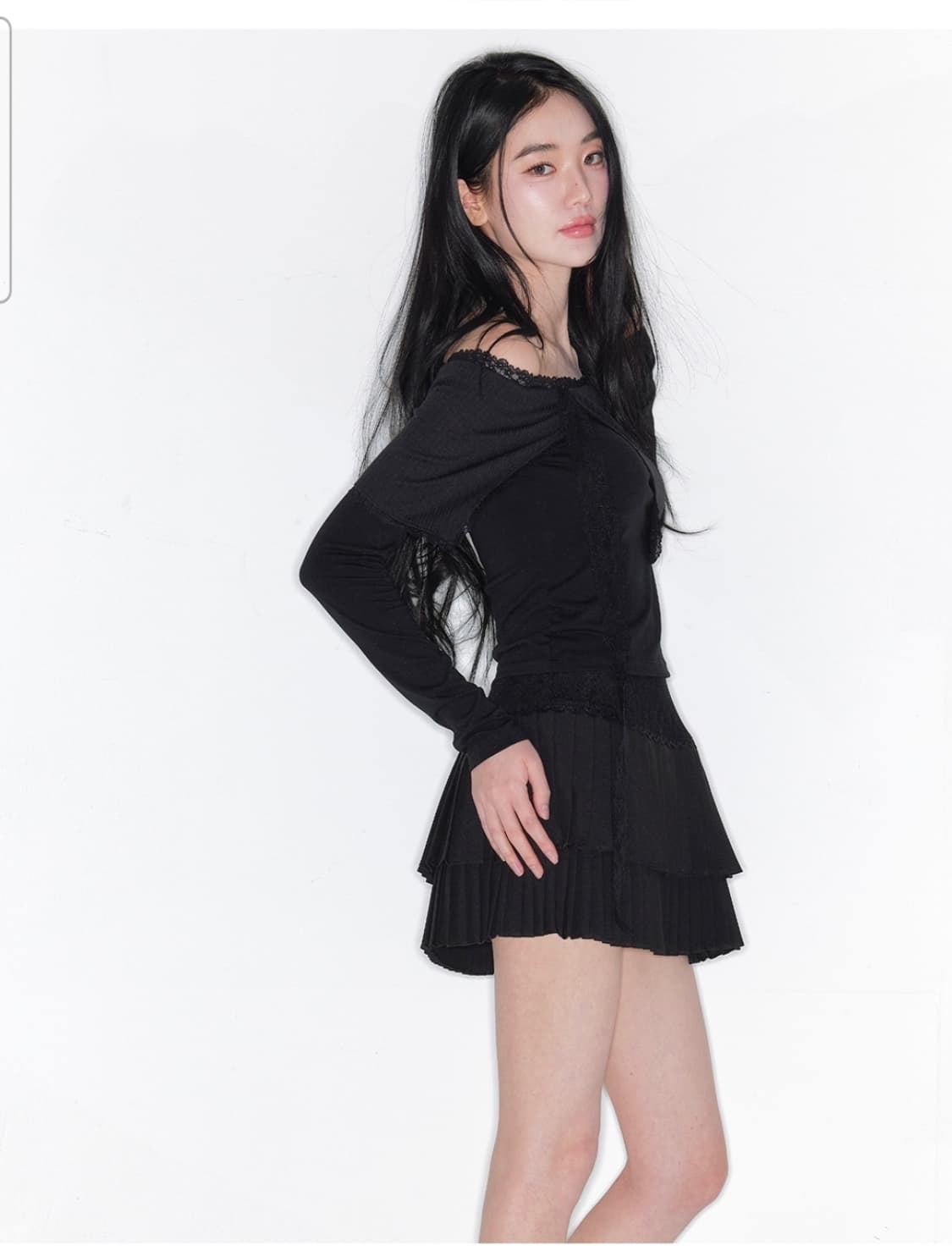 [새상품] 더티스 코디세트 레이어 레이스 랩 스트랩 스커트 상품이미지2