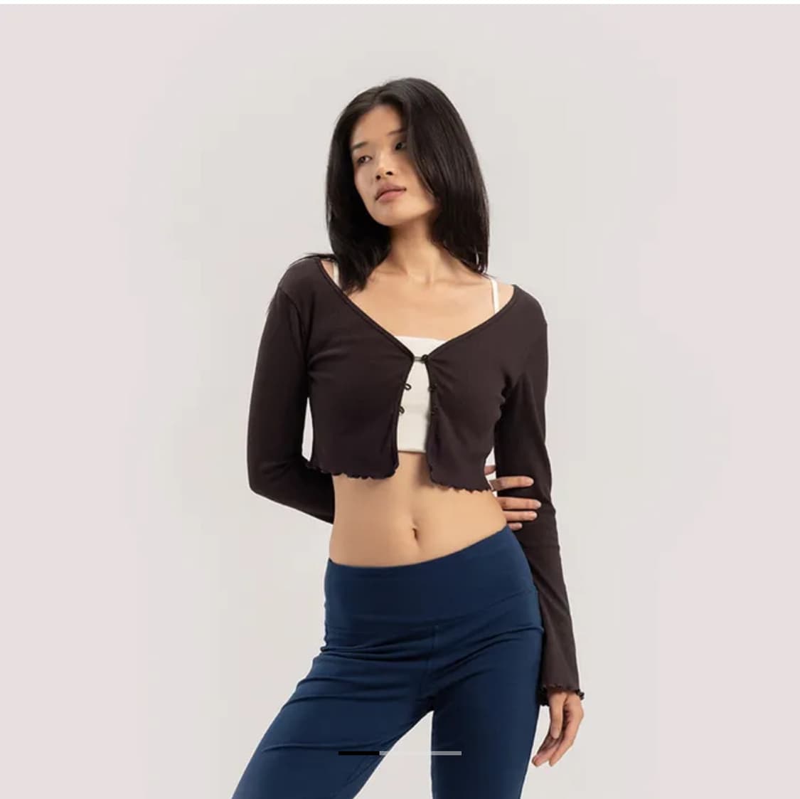 M 부디무드라 가디건 crop rib cardigan 브라운 상품이미지1
