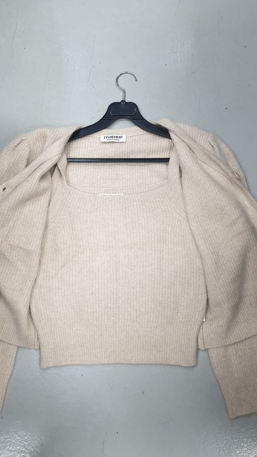 TTUDEMENT 니트 가디건 + 탑 세트 (FREE) 상품이미지3