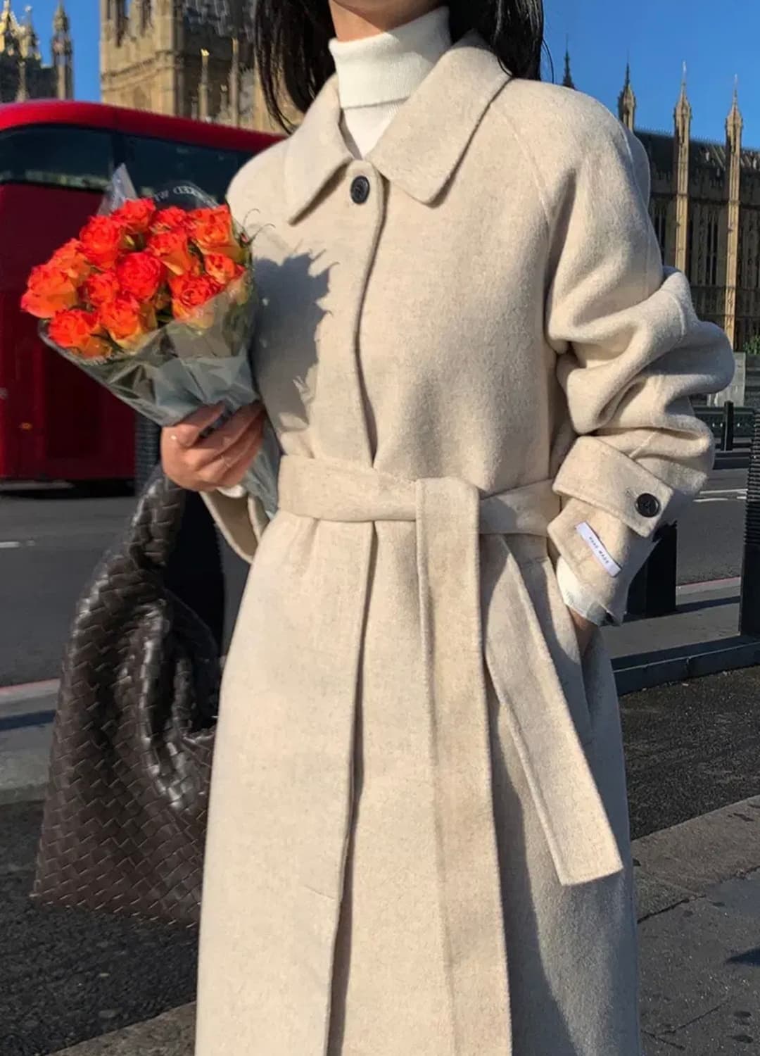 디어먼트(미니뽕) 히든벨트 울100 롱코트 판매 상품이미지1