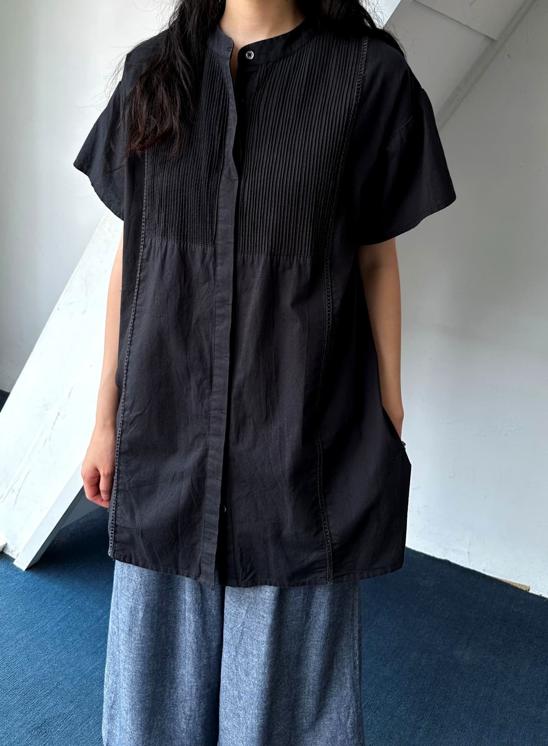 Natural cotton design loose shirt top 상품이미지4