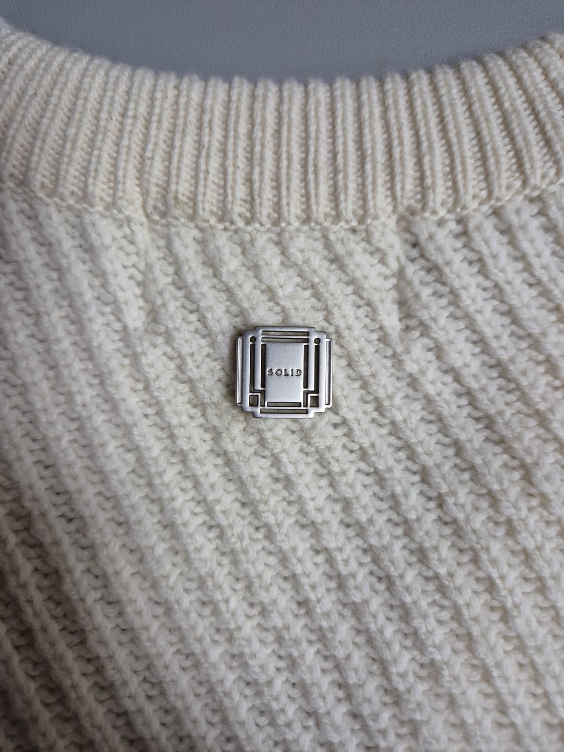 솔리드옴므 울 사선 가디건 50 아이보리 상품이미지5