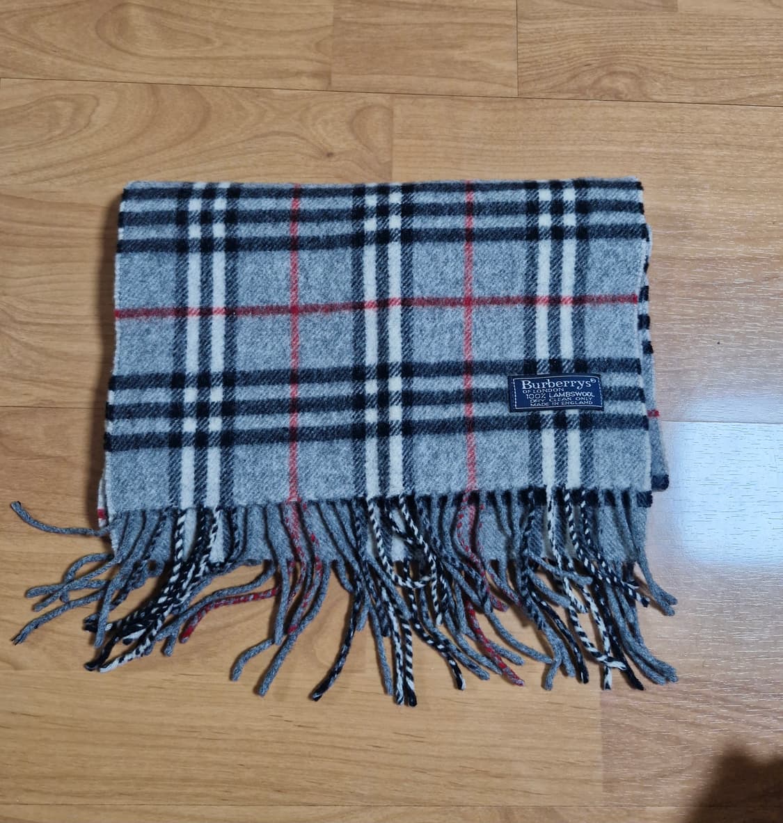 버버리 그레이 체크 머플러 램스울 100% 상품이미지1