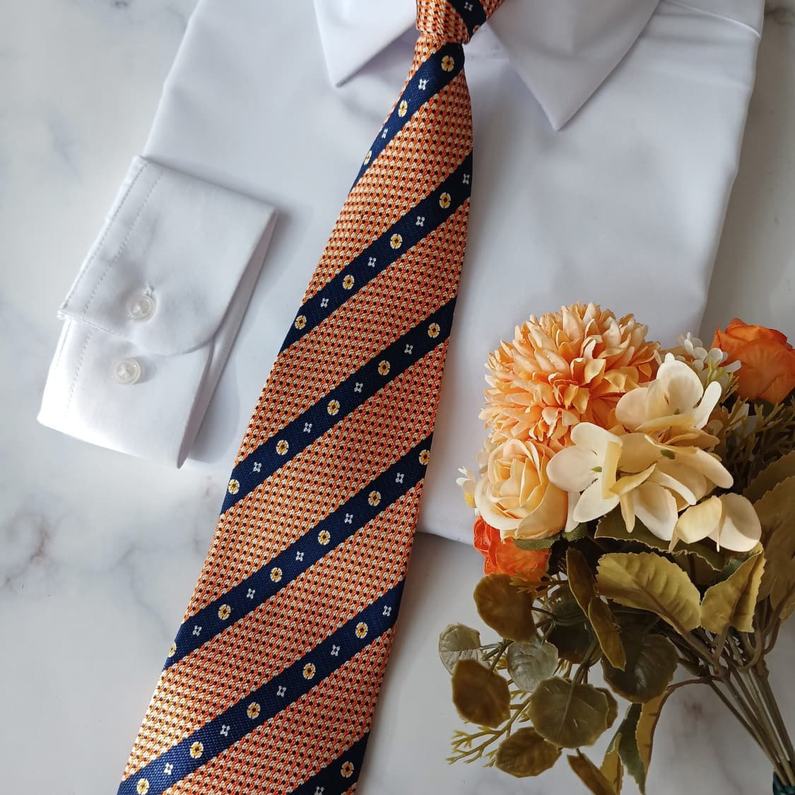 니나리치 실크 오렌지 스트라이프 넥타이 9.6cm A+등급 A19353
 상품이미지7