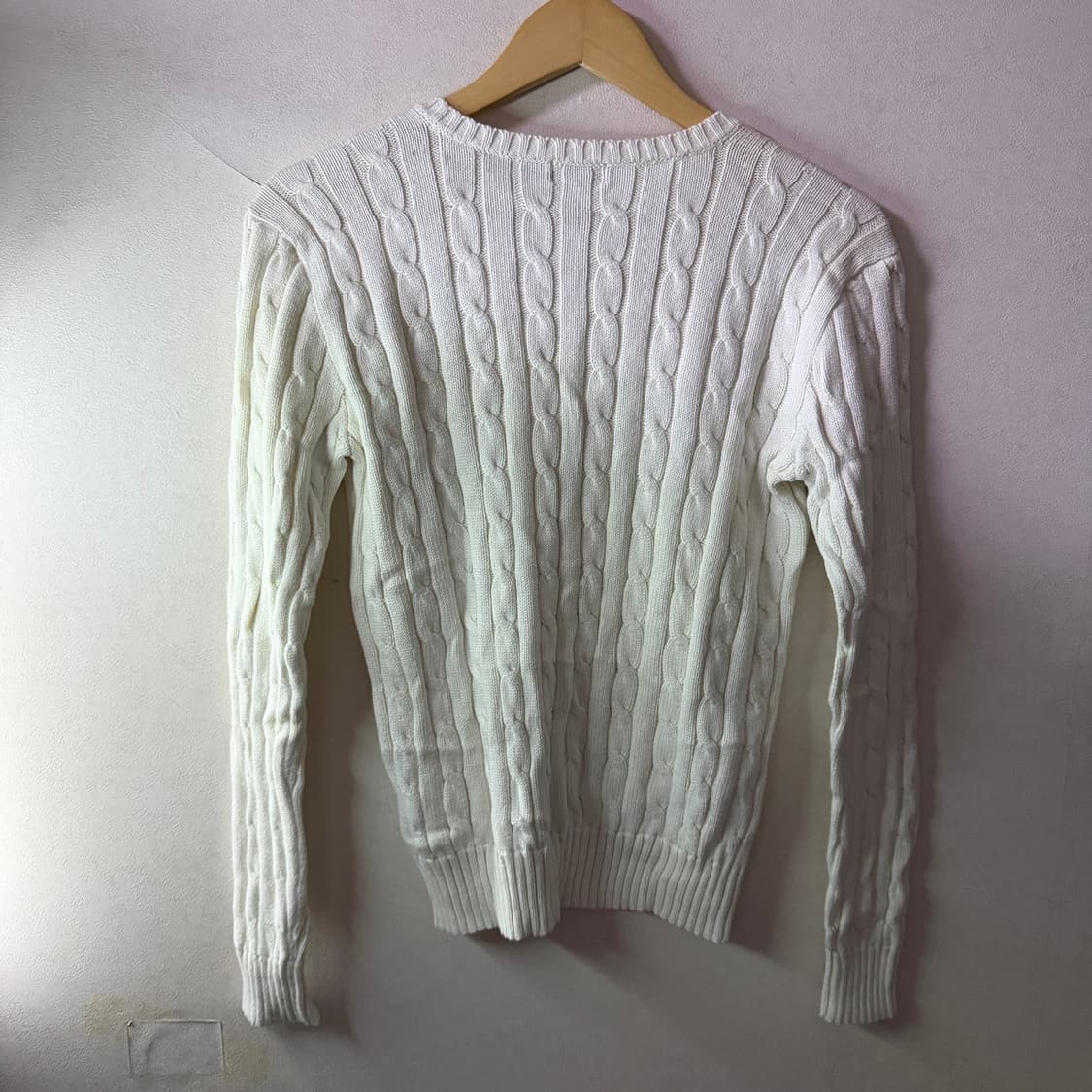 폴로 랄프로렌 화이트 브이넥 여성 케이블 니트 M (여성 66정도) 상품이미지6