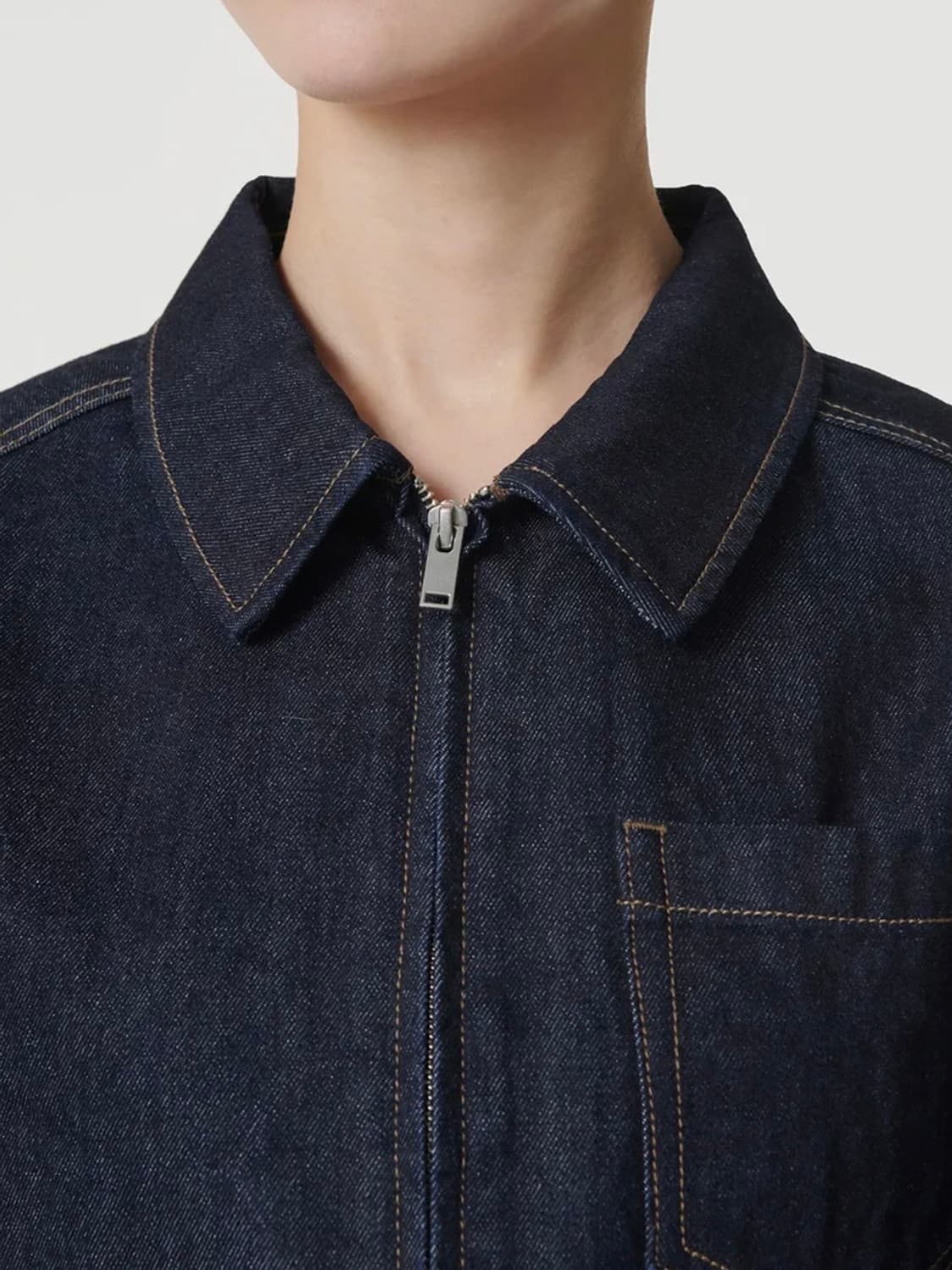 무신사 우먼즈 릴렉스드 크롭 데님 집업 재킷 [딥 인디고] s 상품이미지3