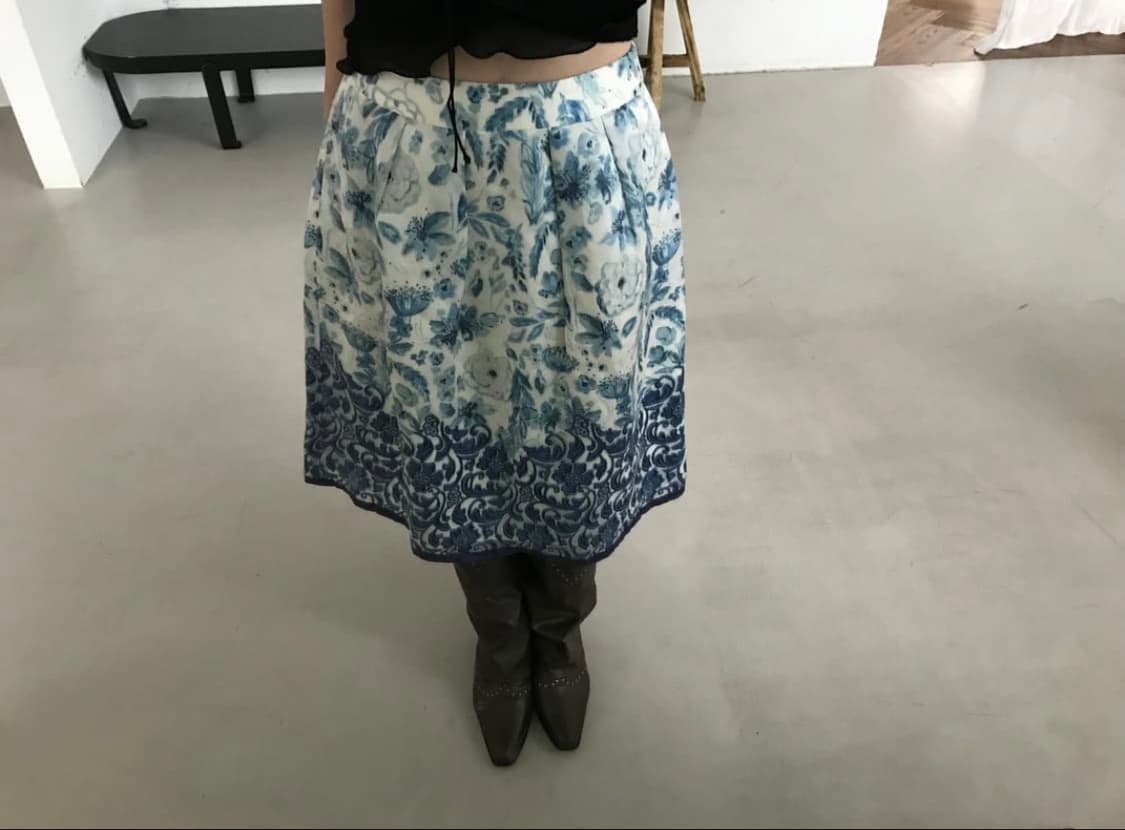 vintage blue pattern skirt 상품이미지1