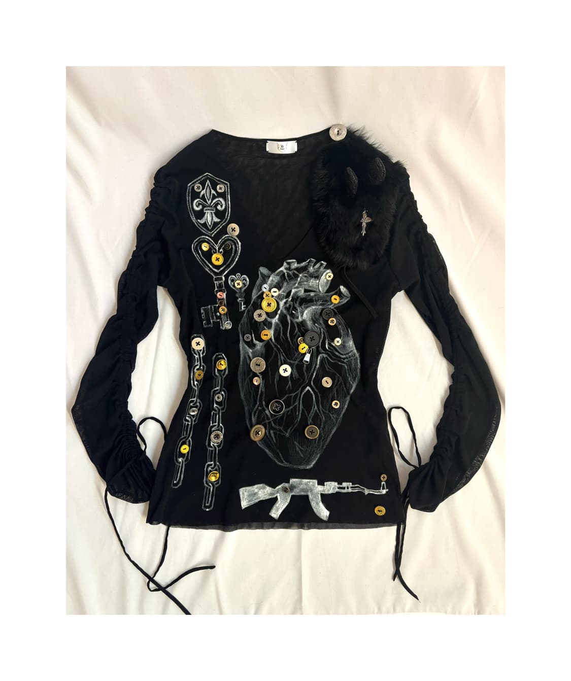 Custom)Heart/Weapons tattoo mesh top 상품이미지1