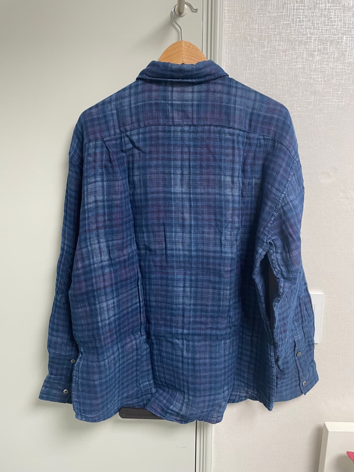 해칭룸 아카이브셔츠 V2 섀도우체크 리넨블루 3 상품이미지3