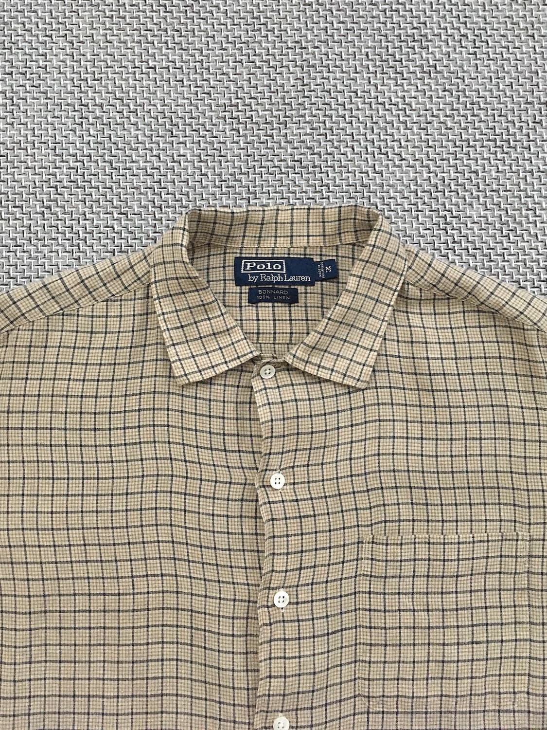 90s Bonnard 100% linen b.u check shirts 상품이미지1