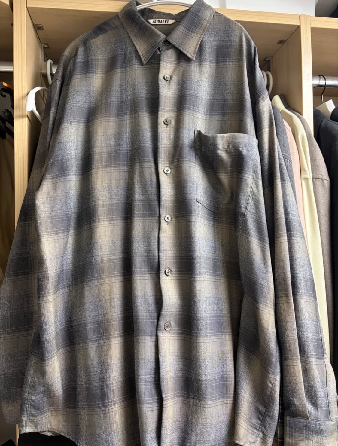 오라리 24aw 체크셔츠 챠콜 색상 5사이즈 상품이미지1