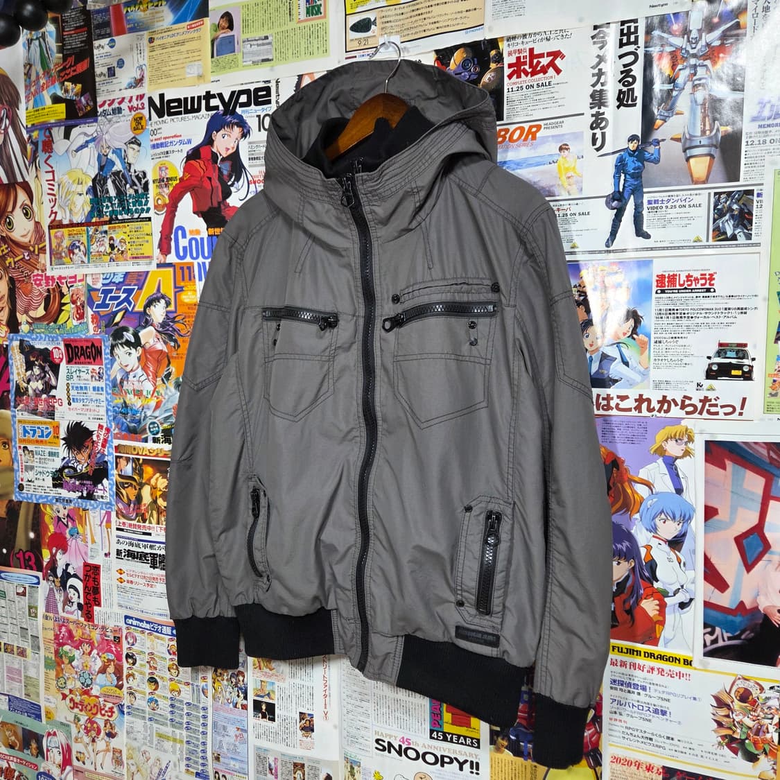 JPN 투지퍼 레이어드 락시크 그레이 바람막이 자켓 상품이미지2