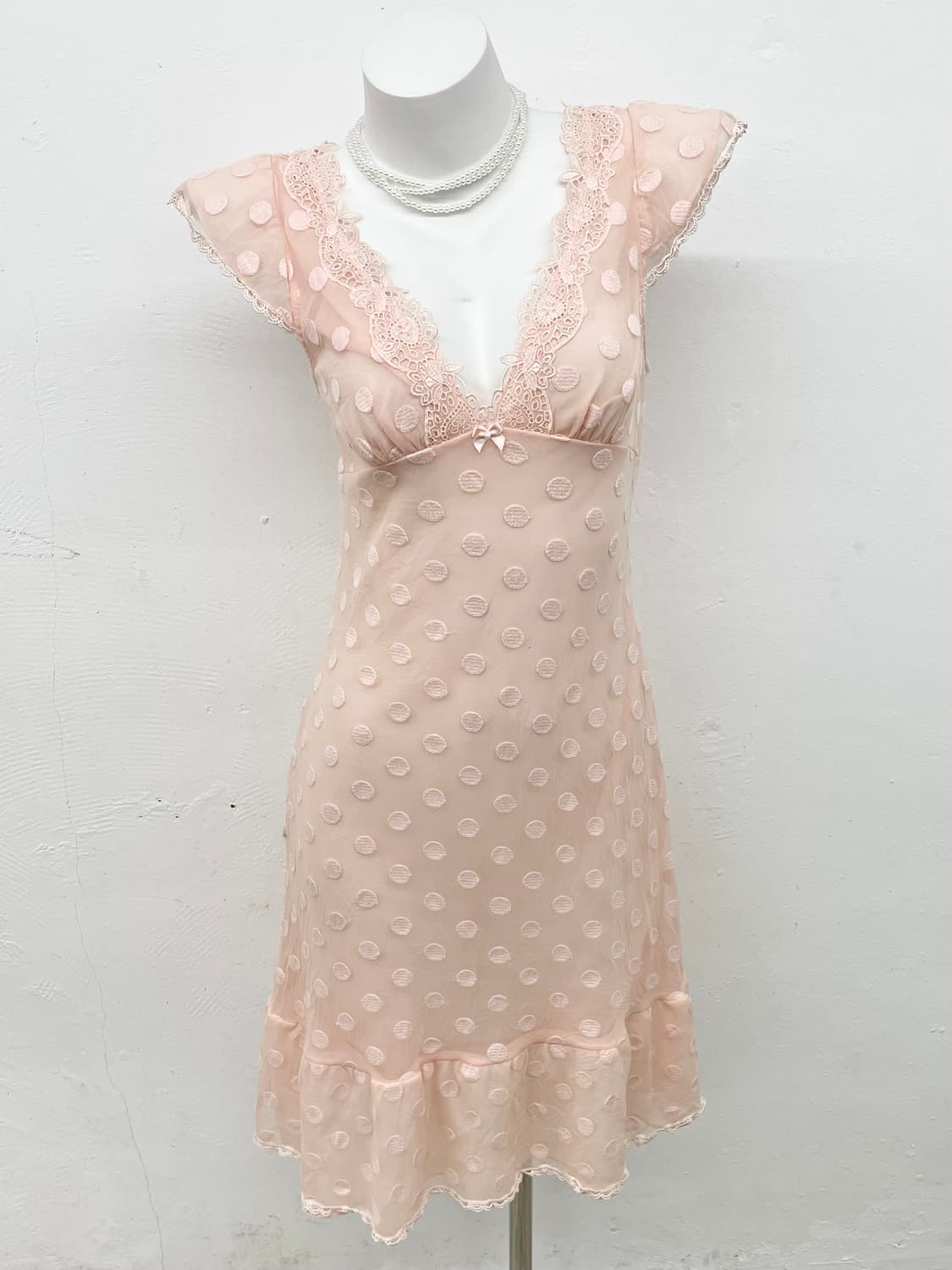 히메갸루 핑크 도트 레이스 슬립 상품이미지1