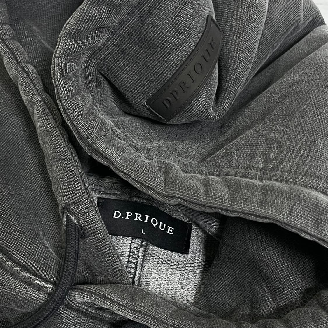 L D.PRIQUE 피그먼트 절개 패턴 오버핏 후드티 상품이미지7