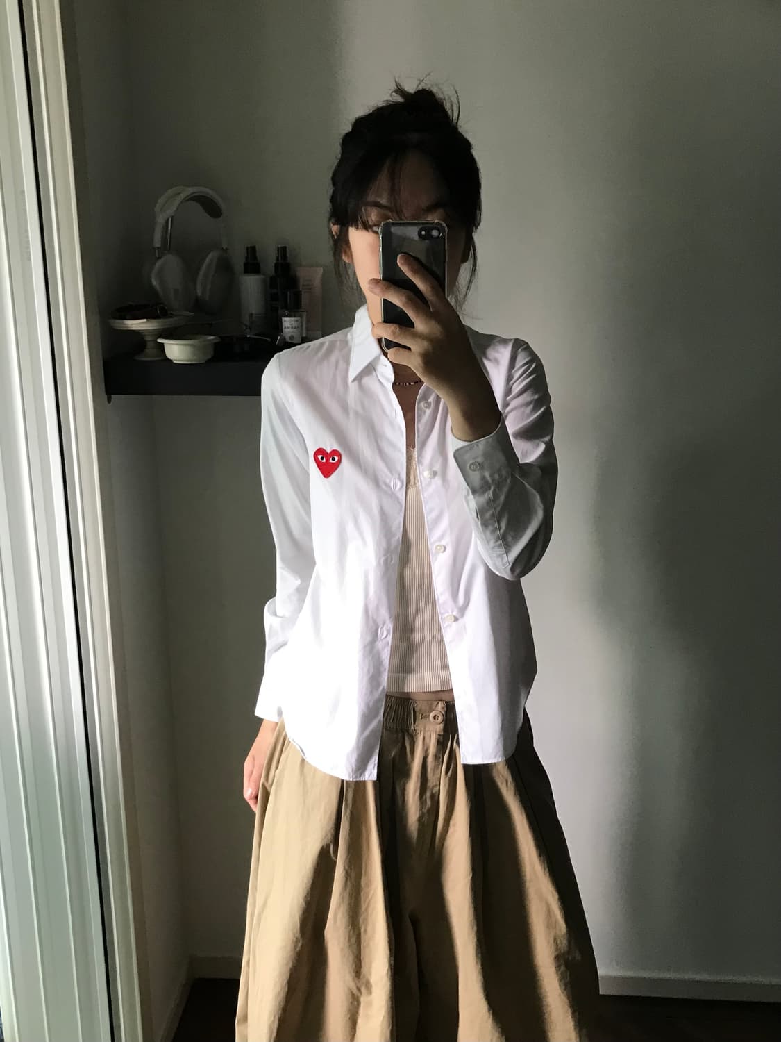 플레이 꼼데가르송 레드와펜 화이트 여성 셔츠 상품이미지1