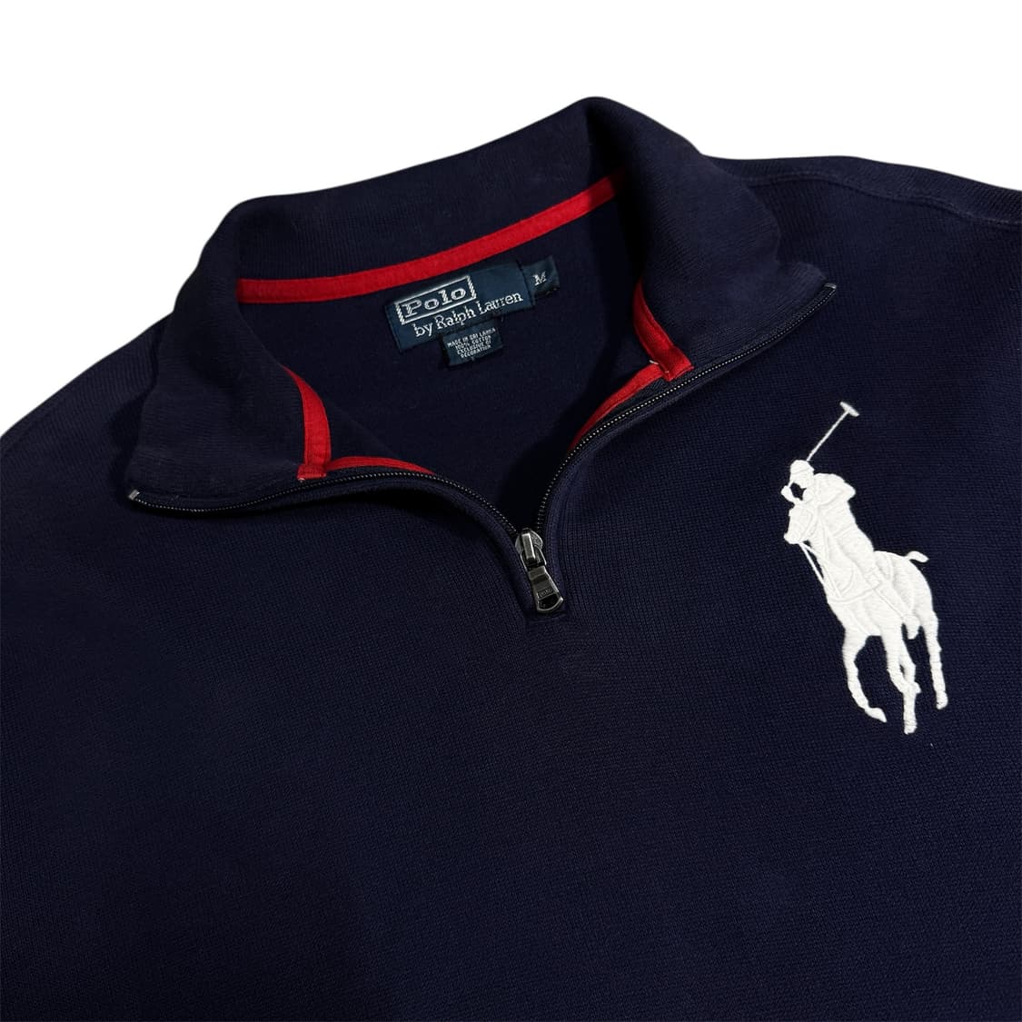 폴로 랄프로렌 화이트 빅포니 네이비 반집업 니트 상품이미지2