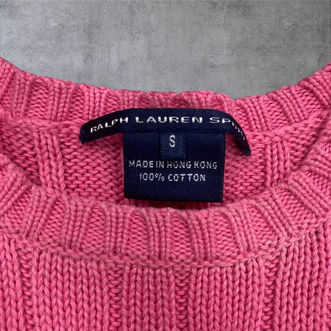 폴로 랄프로렌 핑크 컬러 스몰 포니 꽈배기 니트 상품이미지3