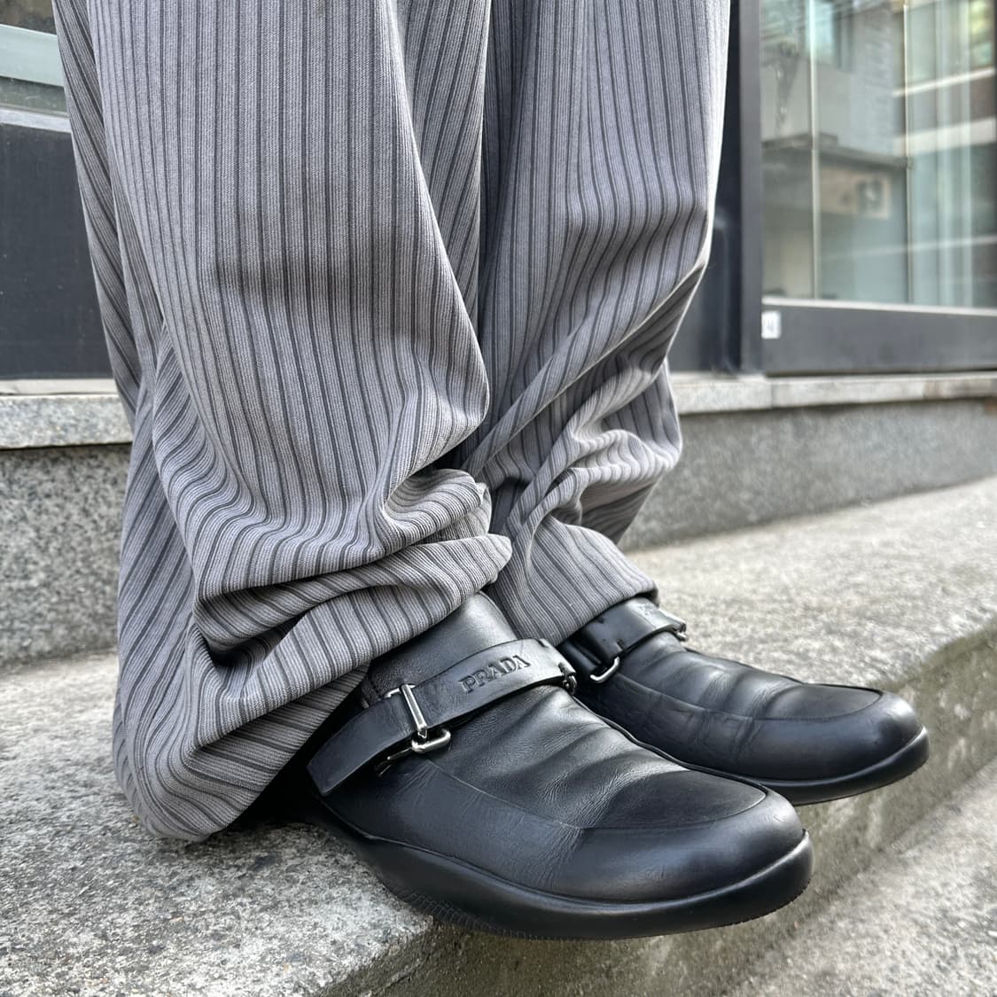 00s 레어 블랙 프라다 스포츠 버클 로퍼 상품이미지1