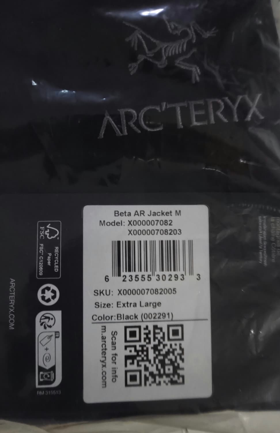 정품 새상품 XL사이즈 아크테릭스 베타 AR 자켓 블랙 상품이미지3